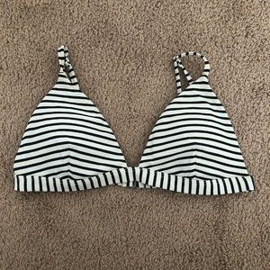 Hollister Small White and Black Stripe Bikini Swim Top